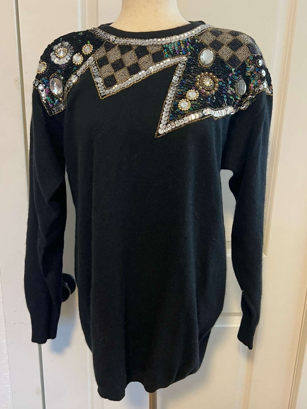 VNTG TJW by Mervyn’s Embellished Lambswool and Angora Rabbit Hair Blend Sweater
